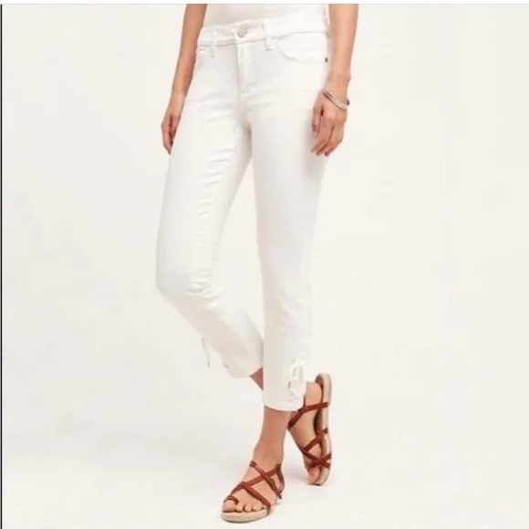 Pilcro and the Letterpress Cream Jeans with Lace-Up Hem - Picture 1 of 7